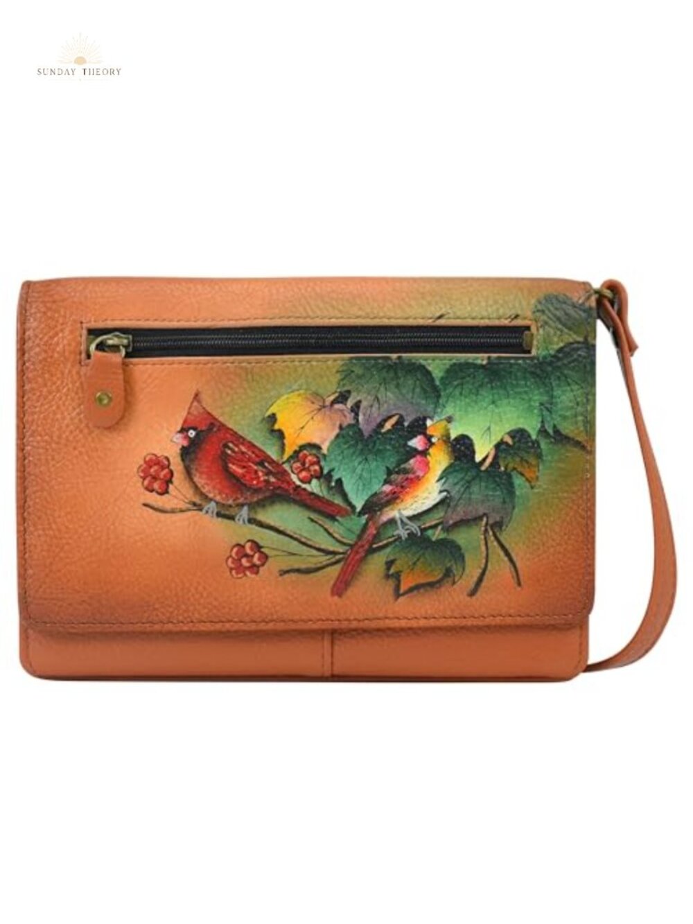 Hand-Painted Genuine Leather Organizer Wallet On a String